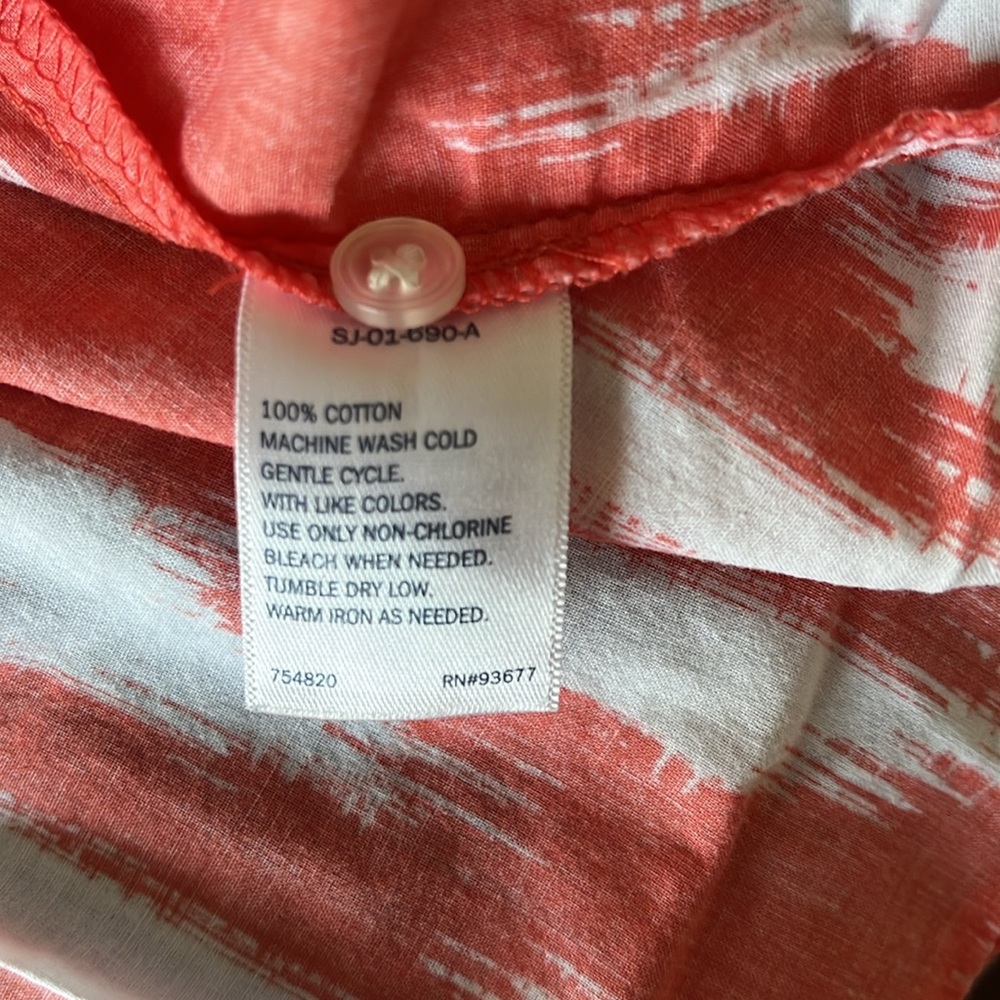 St John’s Bay 1X Coral and White Ikat Women’s Blouse - Picture 5 of 8